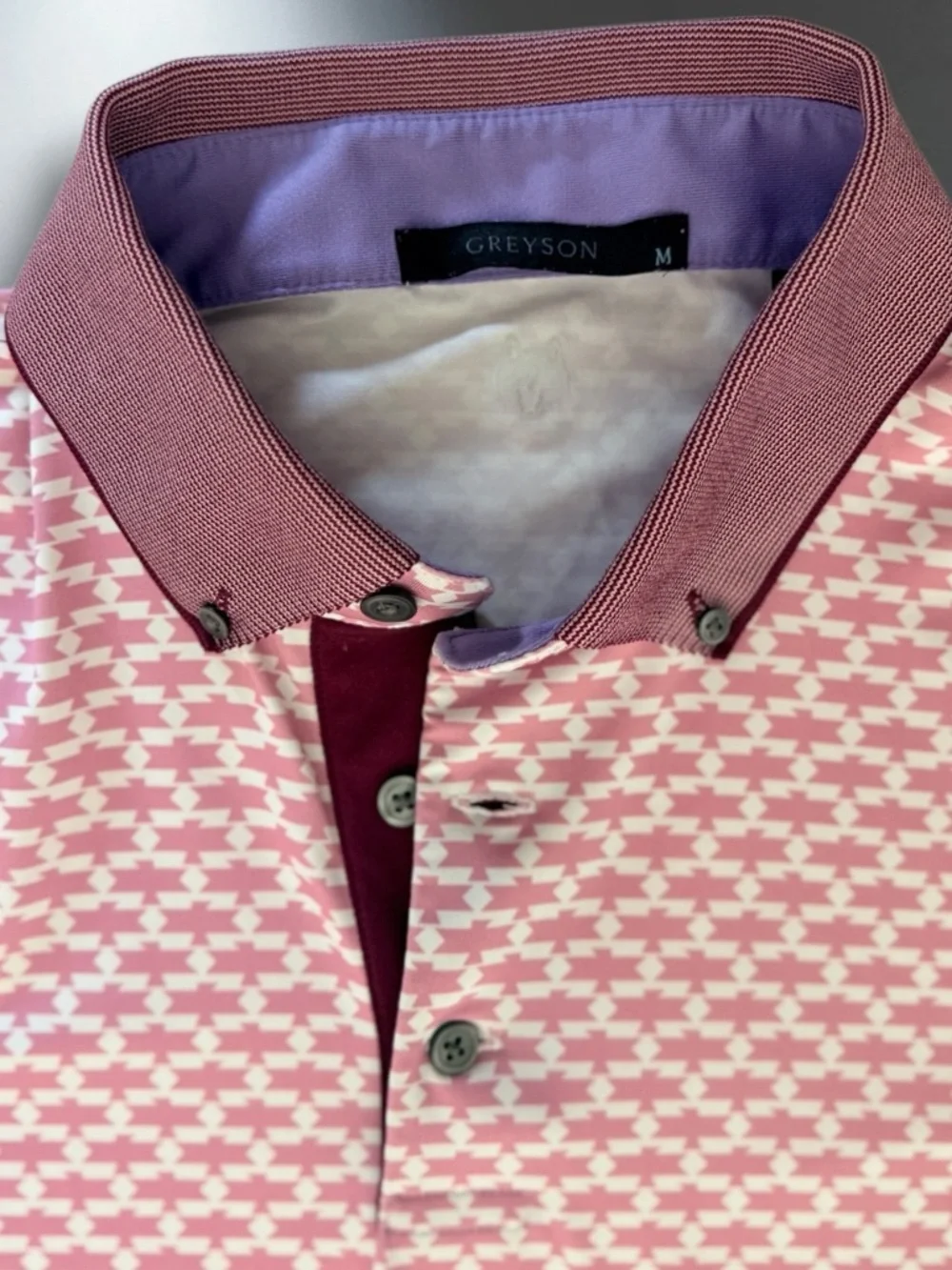 Greyson Thunderbird Polo Men M Pink Golf Performance Shirt Pine Canyon - Picture 2 of 13